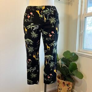 Old Navy Cotton Black Jungle Safari Animal Print Pixie Ankle Pants Size 18